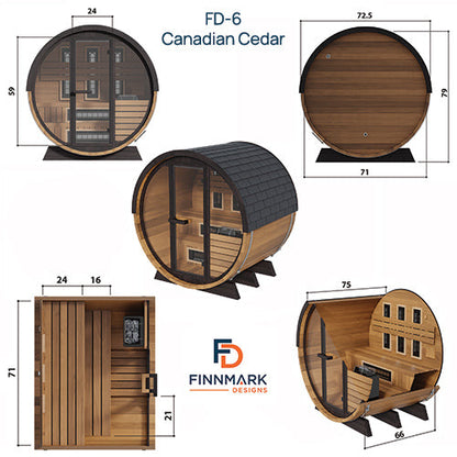 Finnmark FD-6 Cedar Combination Barrel Sauna | Infrared & Steam