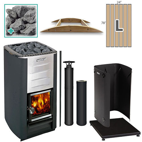 Harvia M3 BK LG FLK Package | Wood-Burning Sauna Stove Kit Large