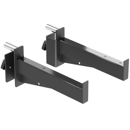 Heavy-duty adjustable brackets for secure mounting, featuring a sleek black finish.