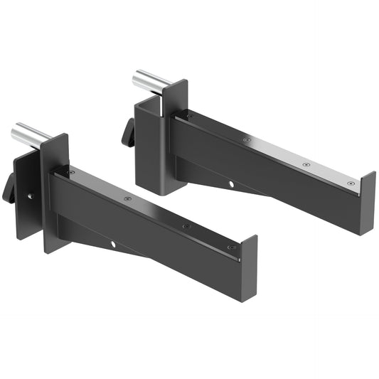 Heavy-duty adjustable brackets for secure mounting, featuring a sleek black finish.