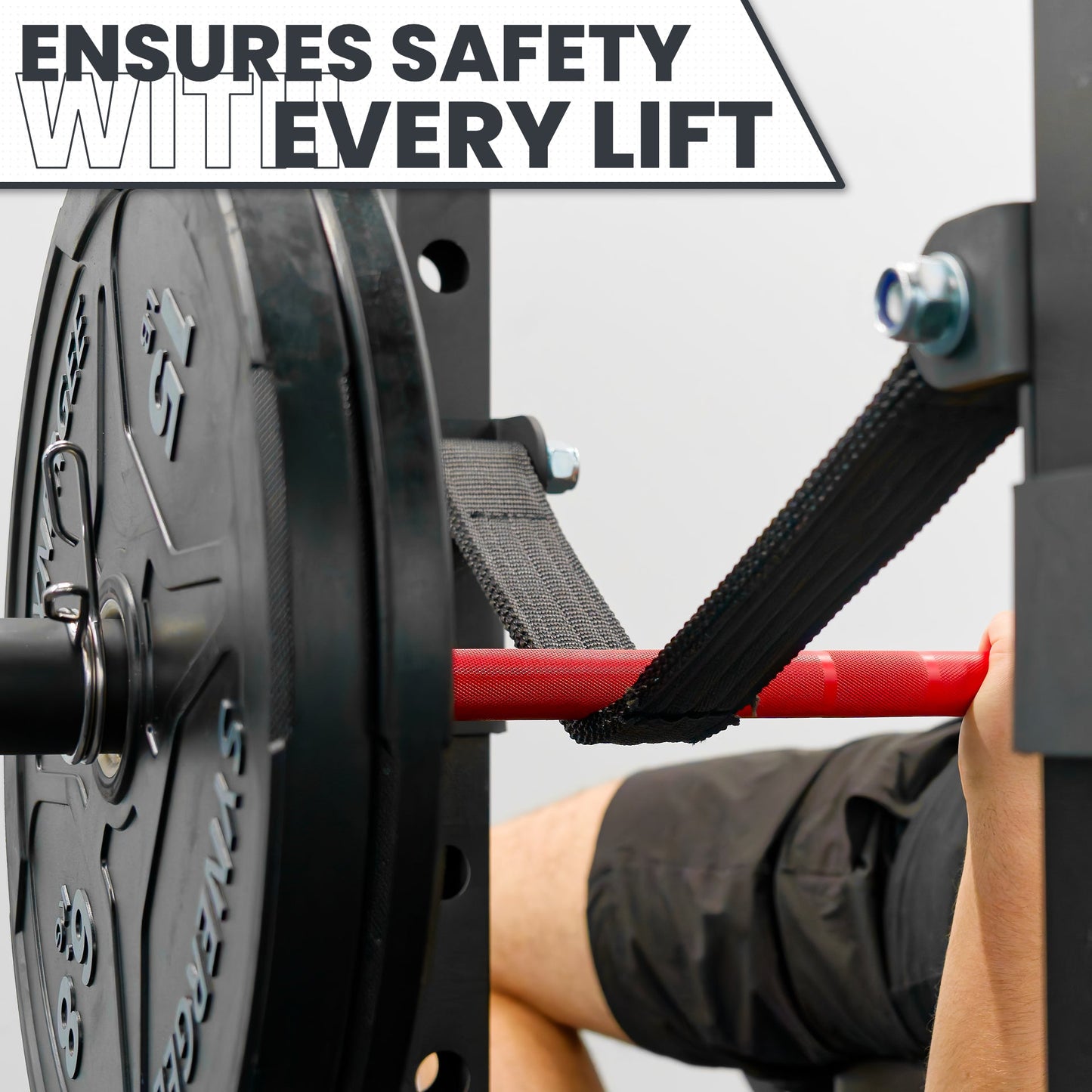 Safety lifting strap ensures safety with every lift for weight training.