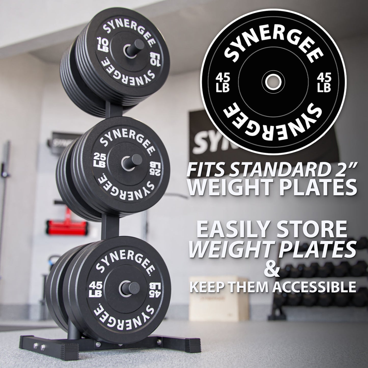 Synergee Olympic Weight Plate & Barbell Holder